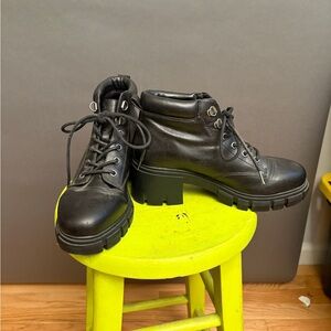 ModCloth Black Leather Lace-Up Boots